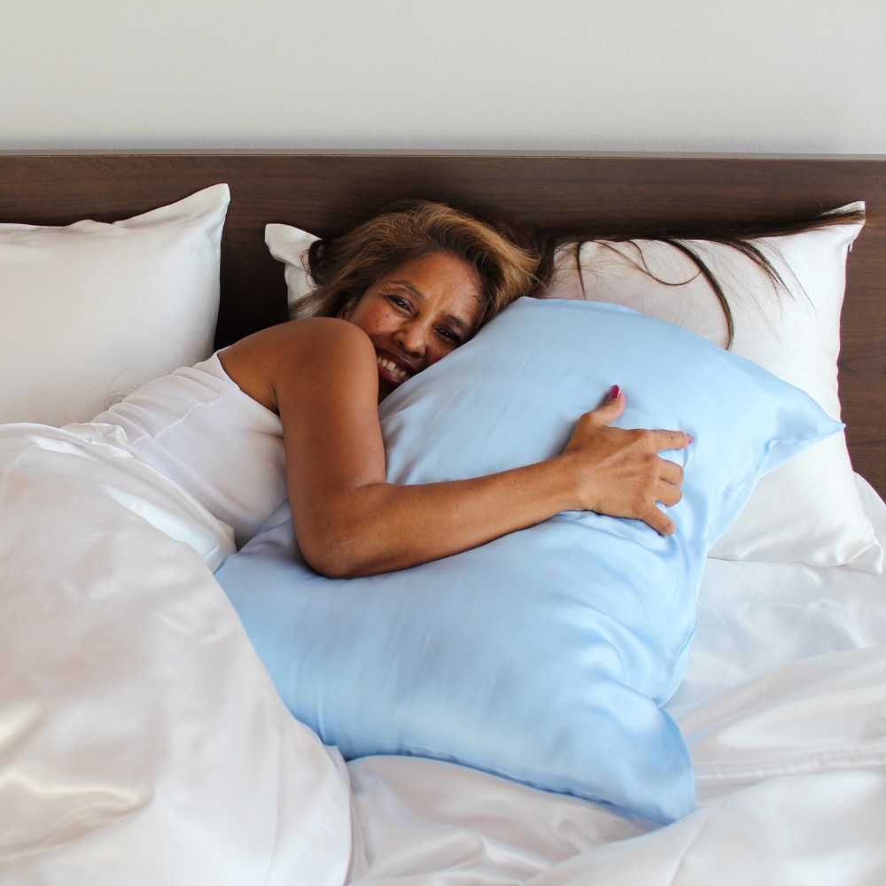 light blue mulberry silk pillow case