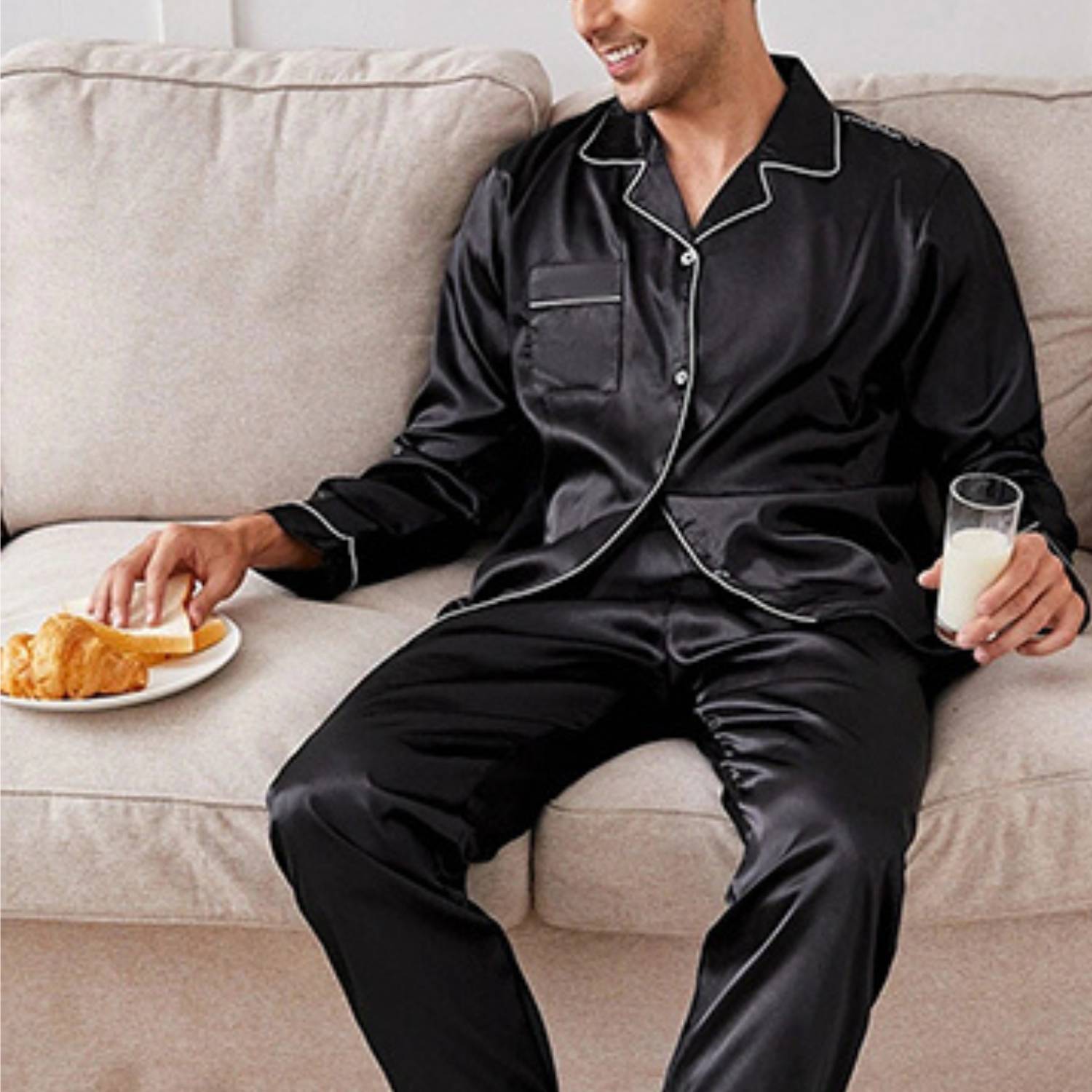 Silk Satin Pajamas For Men: image 2